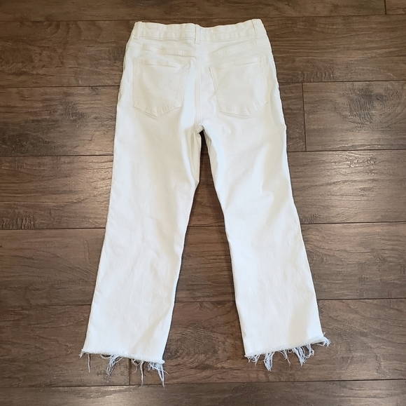 H&M High Waist Button Up Cropped Distressed White Jeans Size 6 - Picture 8 of 8